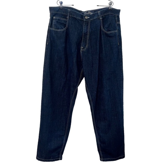 VTG EVOLUTION in Design Jeans Men 40X33 Blue Gold Pocket Embroidery Wide Leg Y2K - Picture 3 of 13